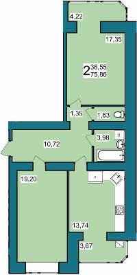2-кімнатна 75.86 м² в ЖК Lakeberry від 12 000 грн/м², Хмельницький