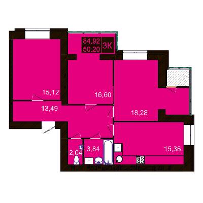 3-кімнатна 84.92 м² в ЖК Millennium Hills від 14 500 грн/м², Хмельницький
