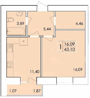 1-комнатная 43.1 м² в ЖК Ранкове Family от 14 500 грн/м², Хмельницкий