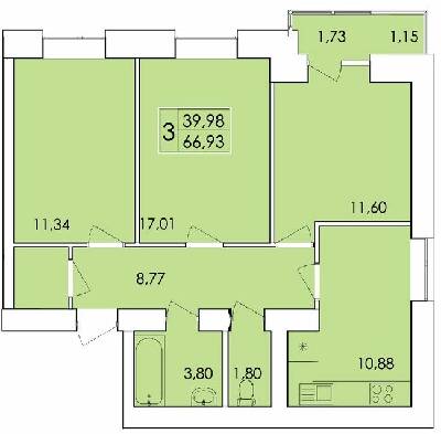 3-кімнатна 66.93 м² в ЖК Ранкове Family від 14 500 грн/м², Хмельницький