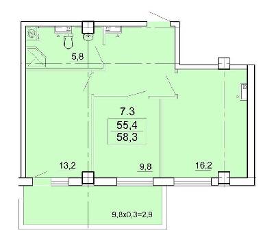 2-комнатная 58.3 м² в КД Аполлон на Карантинной от 38 000 грн/м², Одесса