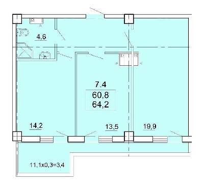 2-комнатная 64.2 м² в КД Аполлон на Карантинной от 35 850 грн/м², Одесса