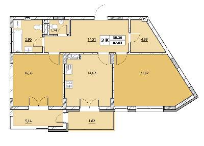2-комнатная 87.03 м² в ЖК Гиацинт-Люкс от 48 000 грн/м², Львов