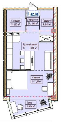 1-комнатная 42.78 м² в ЖК Александровск от застройщика, Запорожье