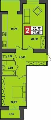 2-кімнатна 73.63 м² в ЖК Sportcity від 18 200 грн/м², Хмельницький