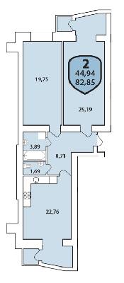 2-комнатная 82.85 м² в ЖК Олимпийский от 16 500 грн/м², Хмельницкий