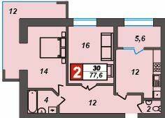 2-комнатная 77.6 м² в ЖК Олимпийский 2 от 9 800 грн/м², Хмельницкий