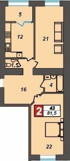 2-комнатная 81.5 м² в ЖК Олимпийский 2 от 9 800 грн/м², Хмельницкий