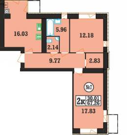 2-комнатная 67.26 м² в ЖК на ул. Панаса Мирного, 24 от 13 700 грн/м², Хмельницкий
