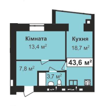 1-кімнатна 43.6 м² в ЖК Перлина Проскурова від 14 800 грн/м², Хмельницький