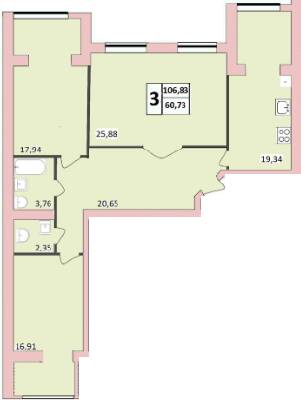 3-комнатная 106.83 м² в ЖК на ул. Заречанская, 3/3Б от 9 950 грн/м², Хмельницкий