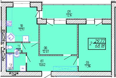 2-комнатная 68.18 м² в ЖК Приозерный от 10 300 грн/м², Хмельницкий