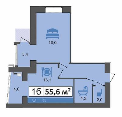 1-кімнатна 55.6 м² в ЖК PodilSky від 12 400 грн/м², м. Кам`янець-Подільський