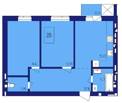 2-комнатная 59.74 м² в ЖК Варшавський от застройщика, г. Нетешин