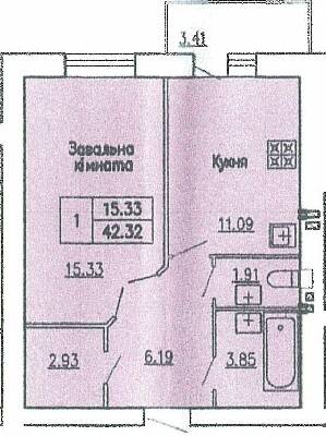 1-кімнатна 42.32 м² в ЖК на вул. Гагаріна, 1 від 9 000 грн/м², м. Кам`янець-Подільський
