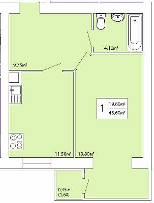 1-комнатная 45.6 м² в ЖК Комфорт-Каменец от 12 250 грн/м², г. Каменец-Подольский