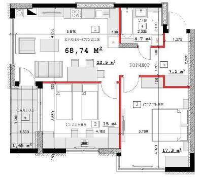 2-комнатная 68.74 м² в ЖК на вул. Суворова, 14, 16Б, 16В от 12 000 грн/м², г. Каменец-Подольский