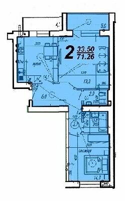 2-комнатная 71.26 м² в ЖК Нова Будова от 13 800 грн/м², г. Каменец-Подольский