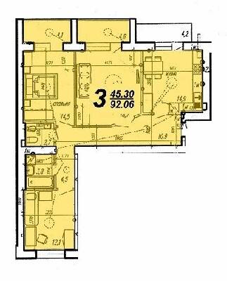 3-комнатная 92.06 м² в ЖК Нова Будова от 14 650 грн/м², г. Каменец-Подольский