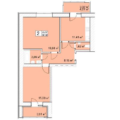 2-комнатная 67.92 м² в ЖК Прага от 14 000 грн/м², г. Староконстантинов