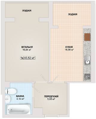 1-кімнатна 43.52 м² в ЖК Sonata від 12 700 грн/м², Івано-Франківськ
