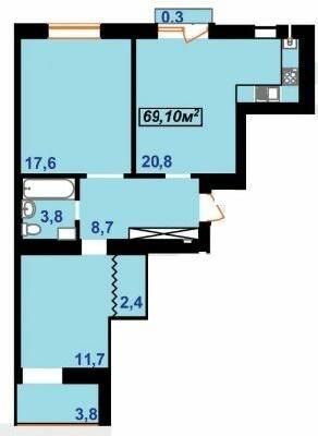2-комнатная 69.1 м² в ЖК Квартал Гимназийный от 12 500 грн/м², Ивано-Франковск