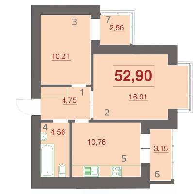 2-кімнатна 52.9 м² в ЖК Левада Дем’янів Лаз від 10 500 грн/м², Івано-Франківськ