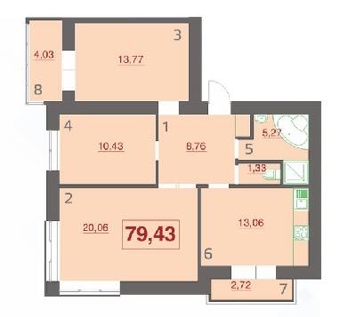 3-кімнатна 79.43 м² в ЖК Левада Дем’янів Лаз від 10 500 грн/м², Івано-Франківськ