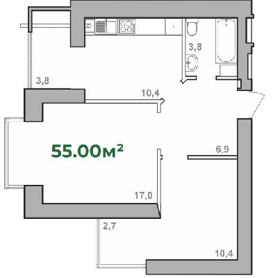 2-комнатная 55 м² в ЖК Городок Липки от 16 000 грн/м², Ивано-Франковск