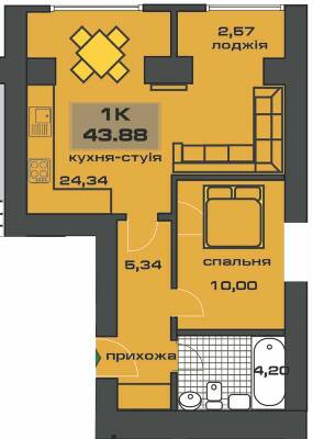 1-кімнатна 43.88 м² в ЖК на вул. Незалежності, 146А від 13 200 грн/м², Івано-Франківськ