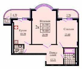 2-комнатная 70.4 м² в ЖК Скеля от 13 400 грн/м², г. Яремче