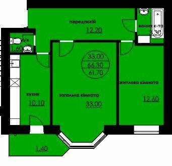 2-кімнатна 61.7 м² в ЖК Нова оселя плюс від 10 550 грн/м², м. Надвірна