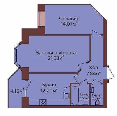 2-комнатная 65 м² в ЖК по бул. Незалежності от 9 800 грн/м², г. Калуш