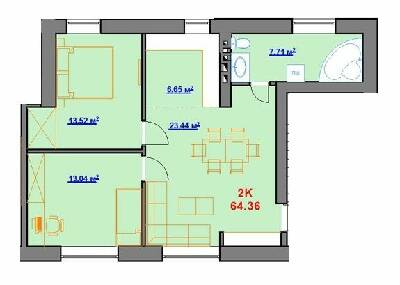 2-комнатная 64.36 м² в ЖК на пл. Шептицького, 8 от 18 200 грн/м², г. Калуш