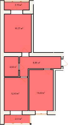 2-комнатная 64.5 м² в ЖК Солнечный от 12 600 грн/м², г. Калуш