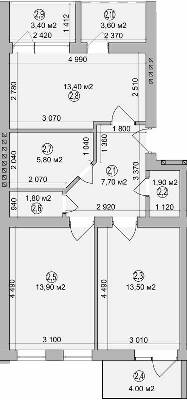 2-комнатная 64.4 м² в ЖК Перфект Хаус от 9 900 грн/м², г. Калуш