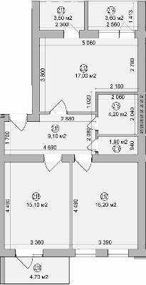2-комнатная 69.3 м² в ЖК Перфект Хаус от 9 900 грн/м², г. Калуш