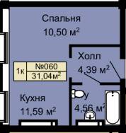1-кімнатна 31.04 м² в ЖК Колумб від 19 700 грн/м², с. Крижанівка