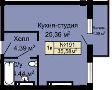 1-кімнатна 35.58 м² в ЖК Колумб від 21 100 грн/м², с. Крижанівка
