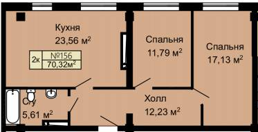 2-кімнатна 70.32 м² в ЖК Колумб від 21 100 грн/м², с. Крижанівка