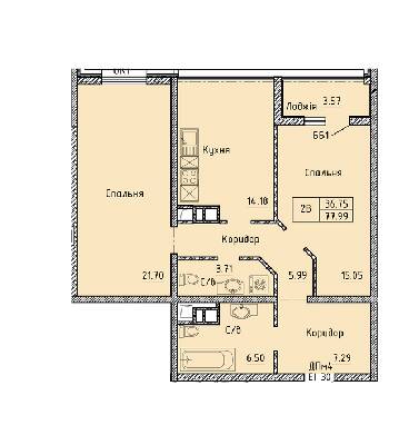 2-кімнатна 77.99 м² в Комплекс апартаментов Олімпійський від 33 700 грн/м², Одеса