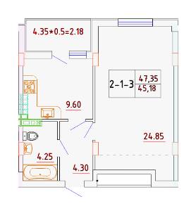 1-кімнатна 45.18 м² в ЖК Smart City від 18 950 грн/м², с. Крижанівка