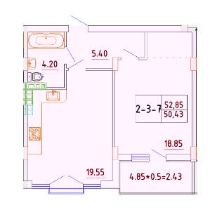 1-комнатная 50.43 м² в ЖК Smart City от 18 950 грн/м², с. Крыжановка
