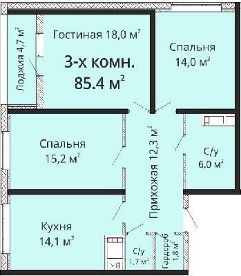3-кімнатна 85.4 м² в ЖК Горизонт від 21 400 грн/м², Одеса
