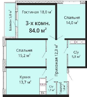 3-кімнатна 84 м² в ЖК Горизонт від 21 400 грн/м², Одеса