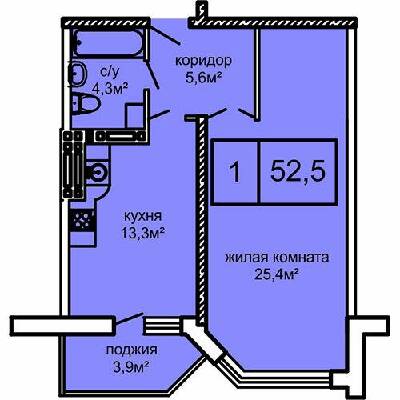 1-комнатная 52.5 м² в ЖК Вернисаж от 21 100 грн/м², Одесса