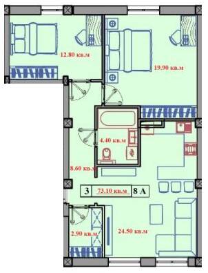 2-комнатная 73.1 м² в ЖК Малый Марсель 2 от 20 800 грн/м², пос. Лески