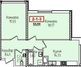 2-кімнатна 62.54 м² в ЖК П'ятдесят перша перлина від 27 050 грн/м², Одеса