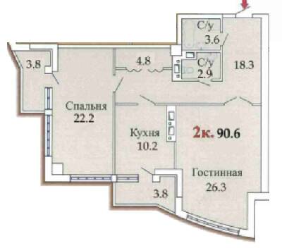 2-комнатная 90.6 м² в ЖК Одиссей от застройщика, Одесса