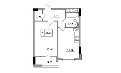 1-комнатная 41.65 м² в ЖГ ARTVILLE от 21 300 грн/м², пгт Авангард